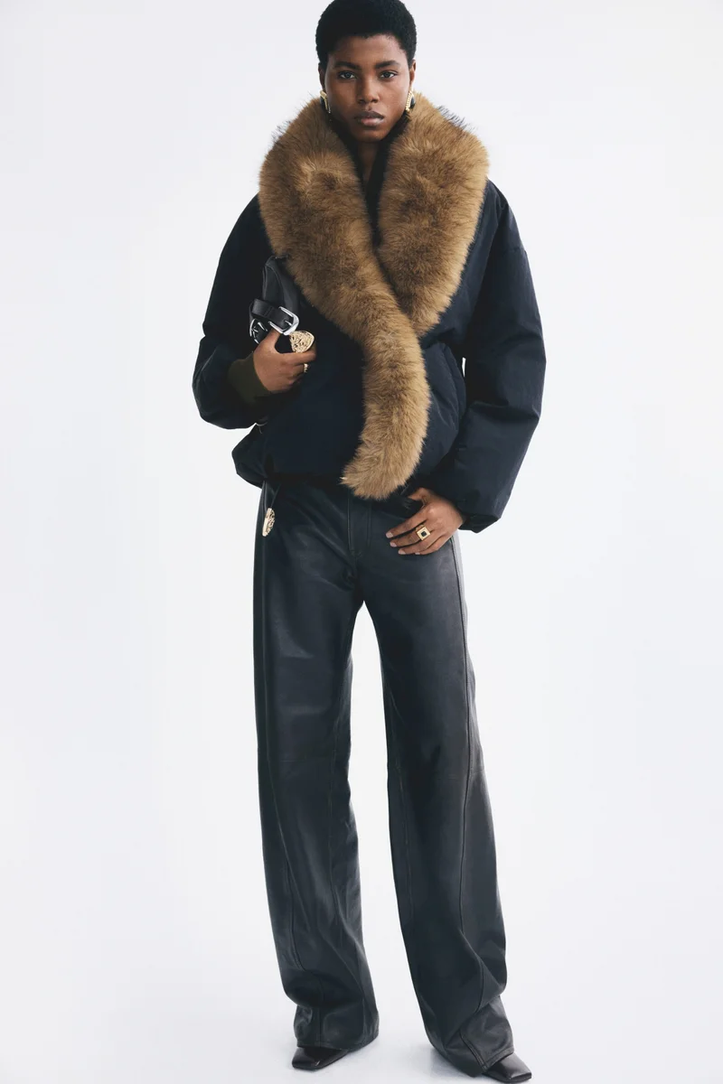 H&M  Padded fluffy-collar jacket for Women | Best Price UAE