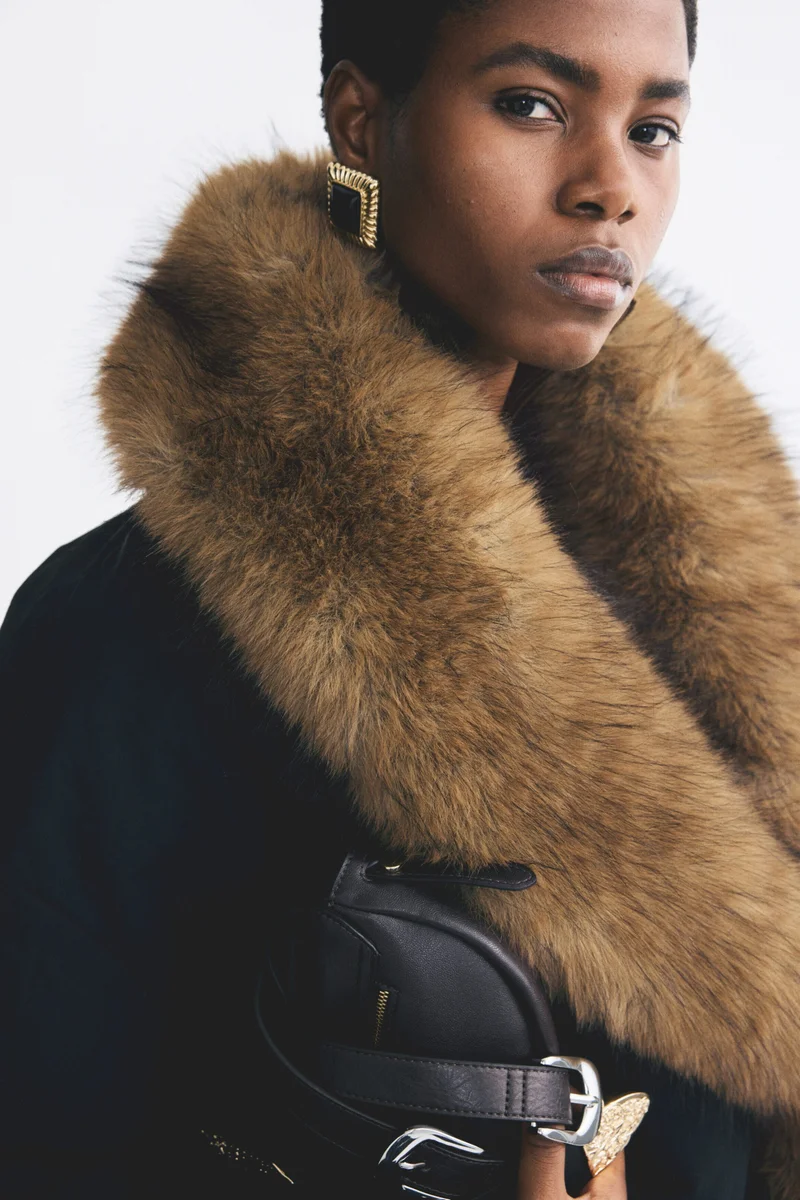H&M  Padded fluffy-collar jacket for Women | Best Price UAE