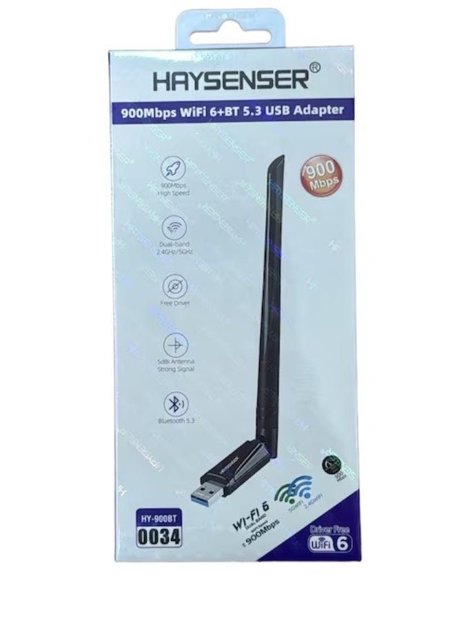 Haysenser 900Mbps WiFi 6 & Bluetooth 5.3 USB Adapter – Dual-Band Wireless Dongle Model: HY-900BT - Image 2