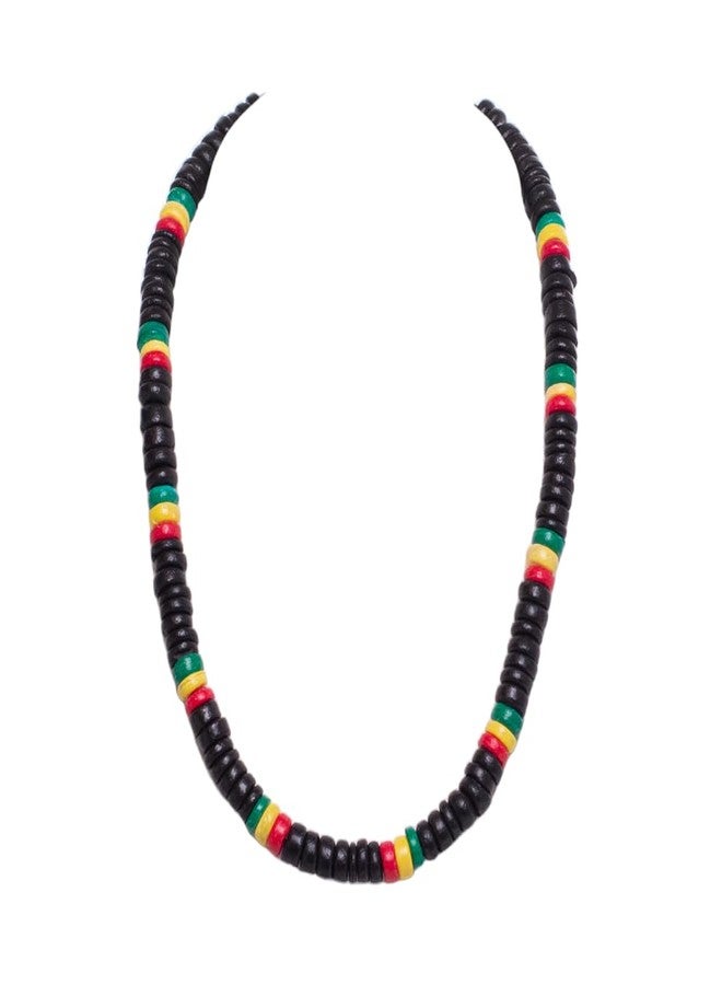 BlueRica Rasta Coconut Shell Beads Necklace (18") - Image 1