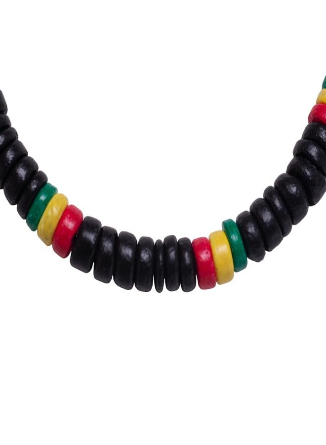 BlueRica Rasta Coconut Shell Beads Necklace (18") - Image 3