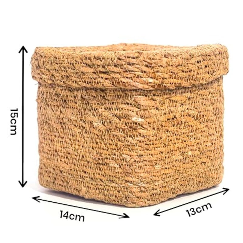 DENOVA Seagrass Tissue Box Holder - Handcrafted Tissue Container for 100 Pulls Paper Towel Dispenser for Office Living Bedroom Car Desk Dining Table Home Decor (Square, Natural) - Image 2
