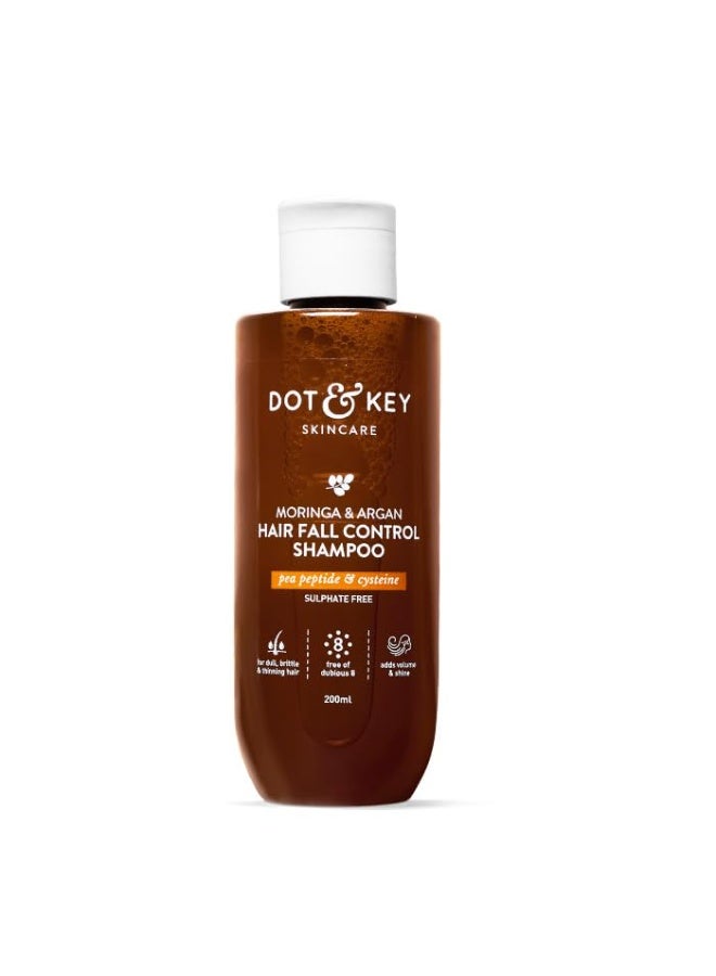 Dot & Key Moringa & Argan Hair Fall Control Shampoo With Pea Peptide & Cysteine | Sulphate Free, Paraben Free | For Dull & Thinning Hair | 200ml - Image 1