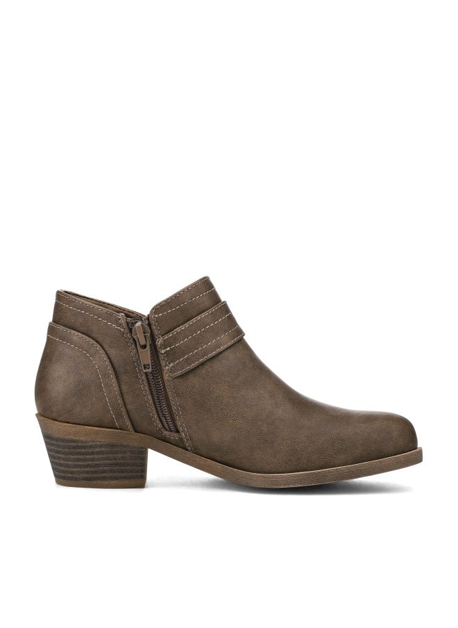 mysoft Women's Ankle Boots Low Chunky Stacked Heel Comfortable Round Toe booties with Side Zipper Shoes - Image 1