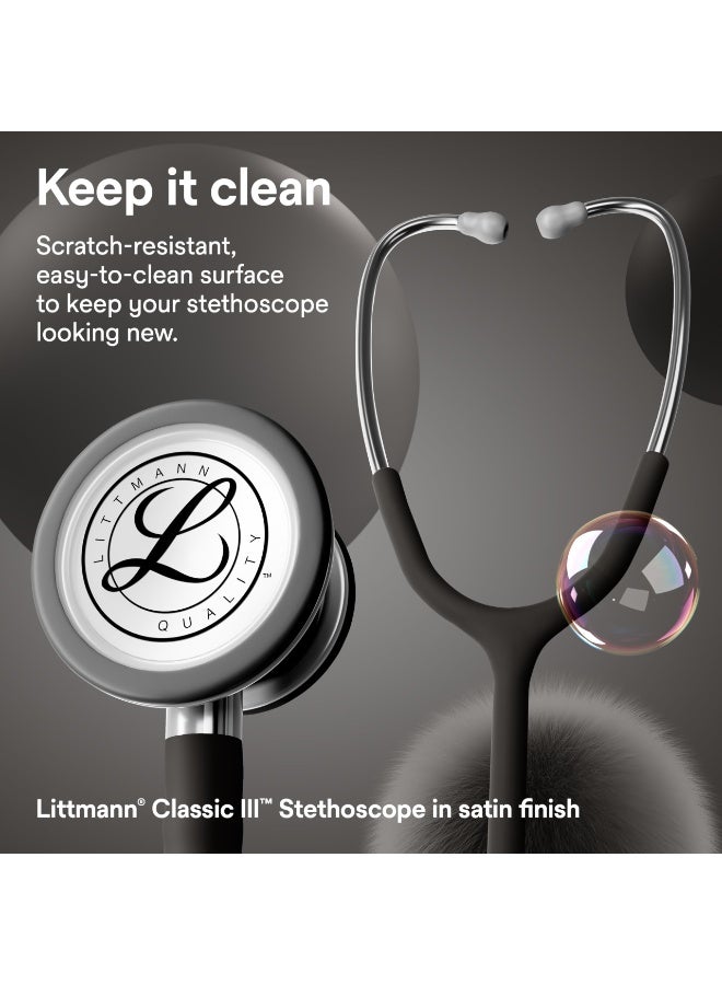 3M Littmann Stethoscope, 5620C, 27" Black Satin Finish Tube for Added Comfort, Flexibility and Cleanability, Stainless Steel Chestpiece, More Than 2X as Loud, Weighs Less - Image 3