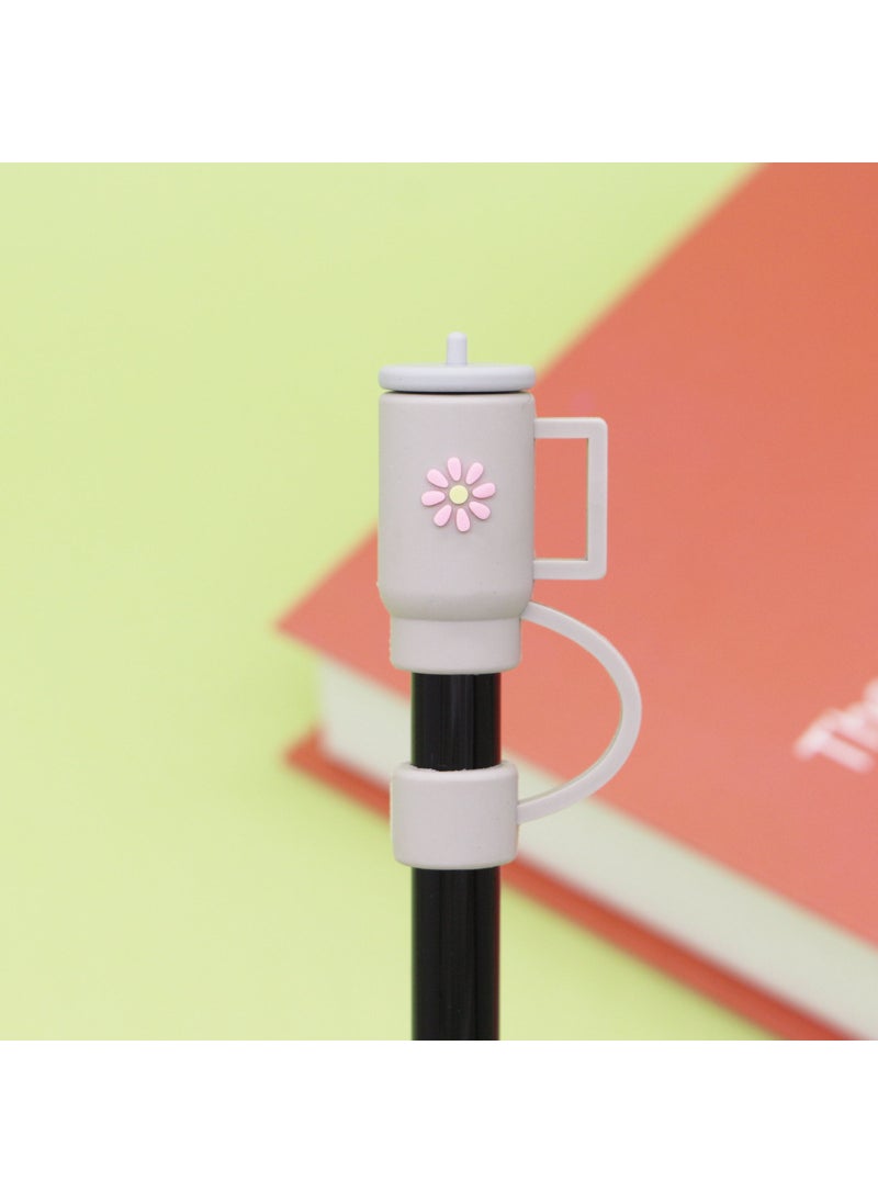 Generic 1 x 5 pcs Silicone Straw Cap Flower Cloud Cartoon for Stanley Cup Dustproof Cover 10mm gray cup