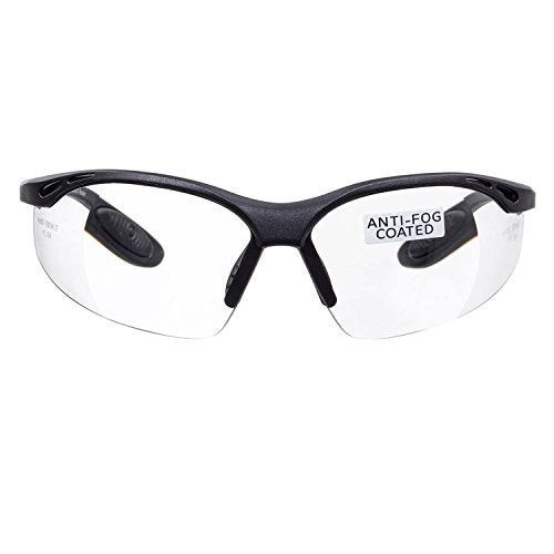 voltX 'Constructor' SAFETY READERS (CLEAR +1.0 Dioptre) Full Lens Reading Safety Glasses ANSI Z87.1+ & CE EN166F, Wraparound Style - Includes Safety Cord with headstop - UV400 anti fog coated lens - Image 1