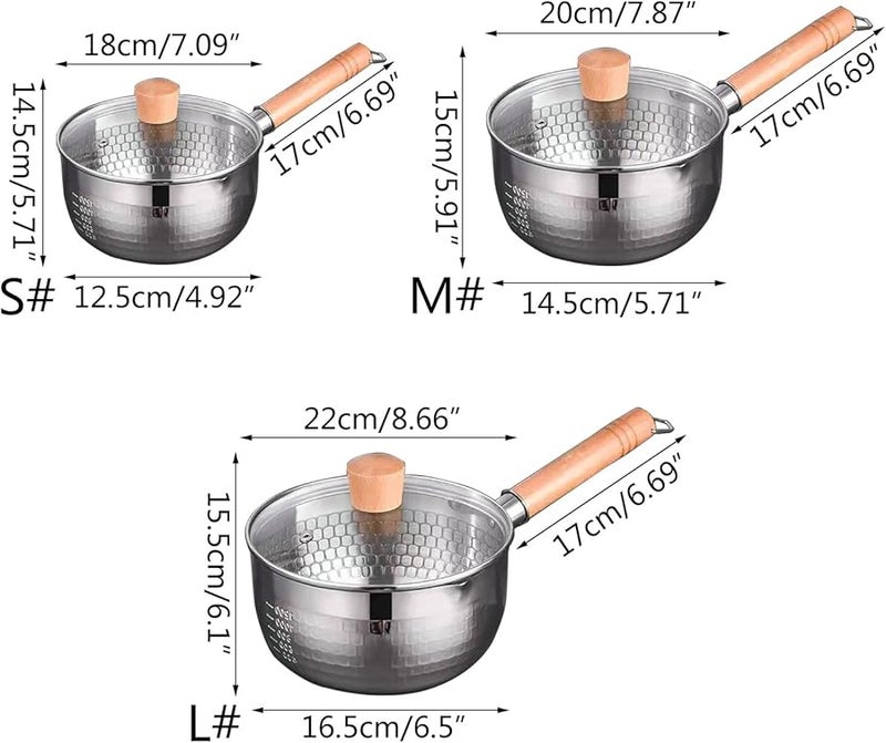 Medium Stainless Steel Milk Pot With Wooden Handle For Children Food Sauce Butter Chocolate Heating - Image 4