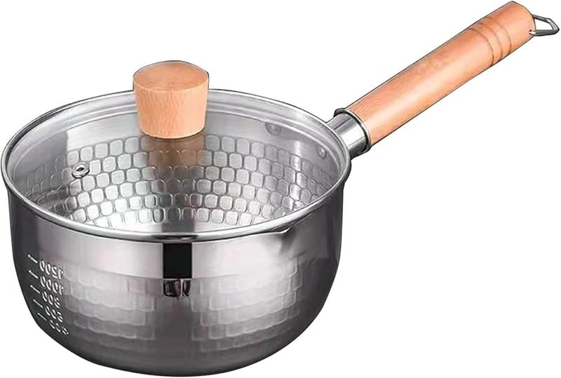 Medium Stainless Steel Milk Pot With Wooden Handle For Children Food Sauce Butter Chocolate Heating - Image 2