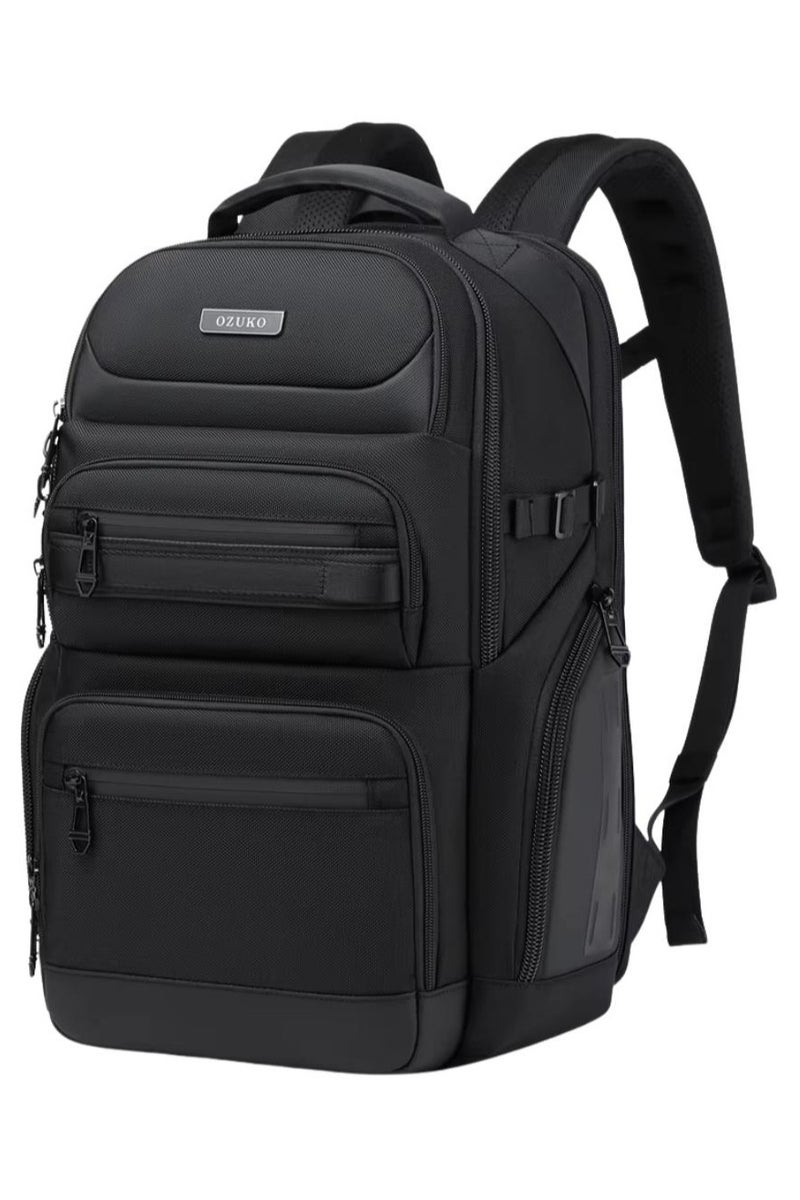 OZUKO 9772S Waterproof Travel Laptop Backpack – High-Capacity Business Bag, Black - Image 1