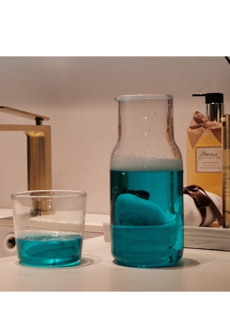 XiuWoo Glass Water Carafe Set, 500ml Bedside Set with Tumbler for Bedroom Nightstand, Mouthwash Bottle, Clear Juice Pitcher, Night Cup - Image 5