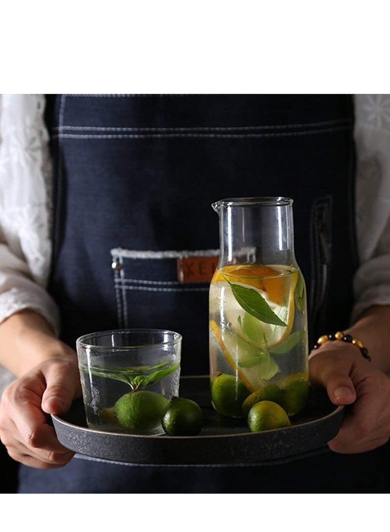 XiuWoo Glass Water Carafe Set, 500ml Bedside Set with Tumbler for Bedroom Nightstand, Mouthwash Bottle, Clear Juice Pitcher, Night Cup - Image 3