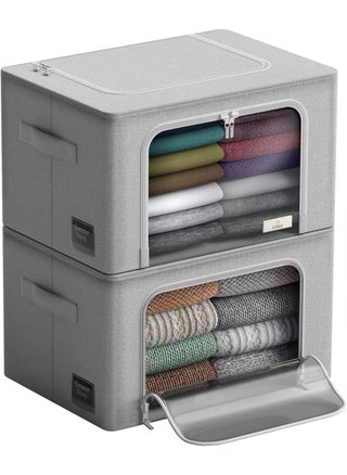Storage Bins with Metal Frame - Stackable & Foldable Clothes Organizer Bags - Oxford Fabric Storage Containers with Large Clear Window & Carry Handles, Bedroom Organization for Bedding & Linen - pzsku/ZFEC8D5FCFD705222A320Z/45/1747965479/37ba3797-f821-4426-8e4c-bae5c4df5ec1