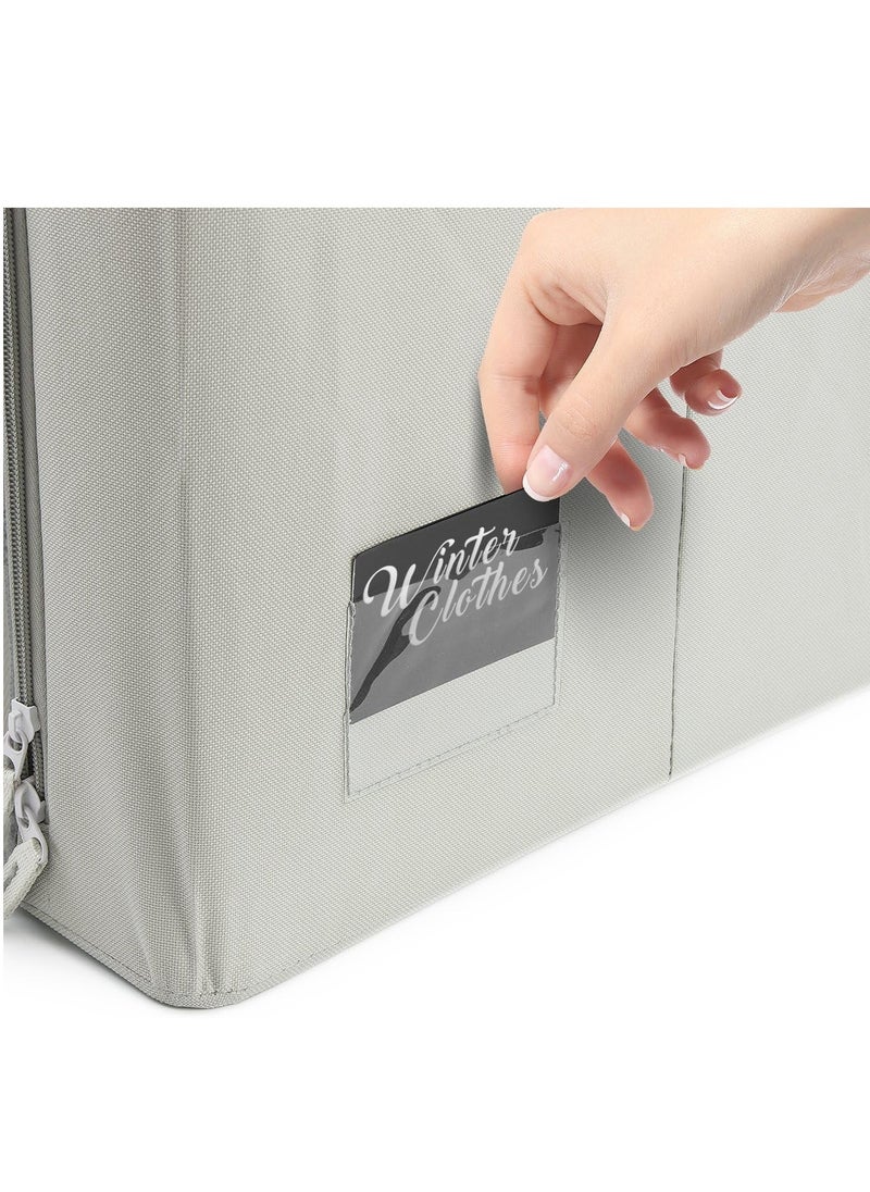 Storage Bins with Metal Frame - Stackable & Foldable Clothes Organizer Bags - Oxford Fabric Storage Containers with Large Clear Window & Carry Handles, Bedroom Organization for Bedding & Linen