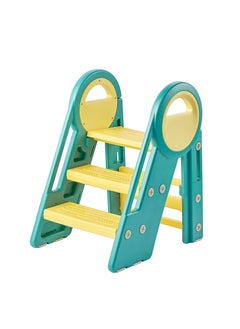 YelaJoy Toddler Step Stools for Bathroom Sink,Kids Step Stool 3-Step Foldable Standing Tower with Handle - Learning Helper for Kitchen Bathroom and Potty Training  - Image 1
