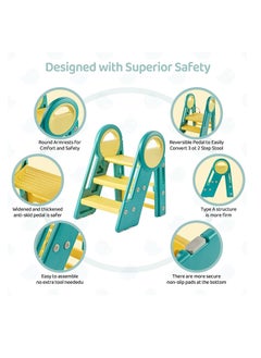 YelaJoy Toddler Step Stools for Bathroom Sink,Kids Step Stool 3-Step Foldable Standing Tower with Handle - Learning Helper for Kitchen Bathroom and Potty Training  - Image 2