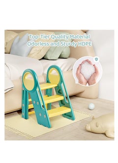 YelaJoy Toddler Step Stools for Bathroom Sink,Kids Step Stool 3-Step Foldable Standing Tower with Handle - Learning Helper for Kitchen Bathroom and Potty Training  - Image 5