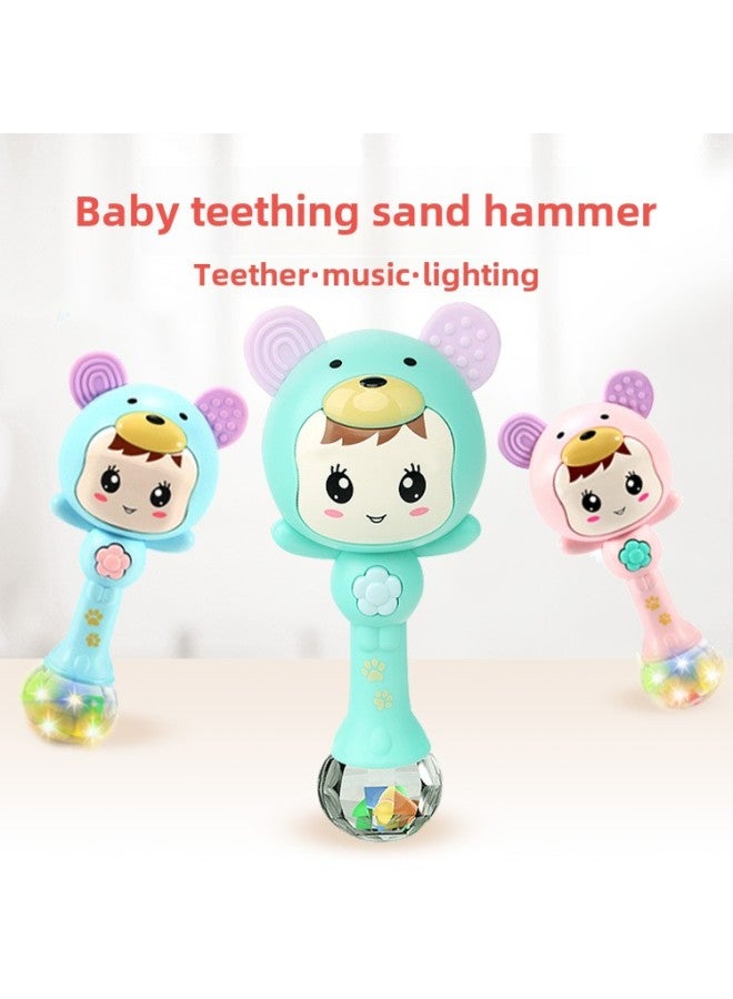 Baby Molar Sand Hammer Stick Newborn Toy Soft Gum Teeth Hand Rattle Baby Cartoon Music Soothing Sand Hammer-Color:Green - Image 2