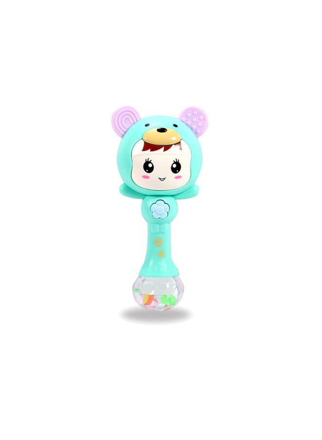 Baby Molar Sand Hammer Stick Newborn Toy Soft Gum Teeth Hand Rattle Baby Cartoon Music Soothing Sand Hammer-Color:Green - Image 1