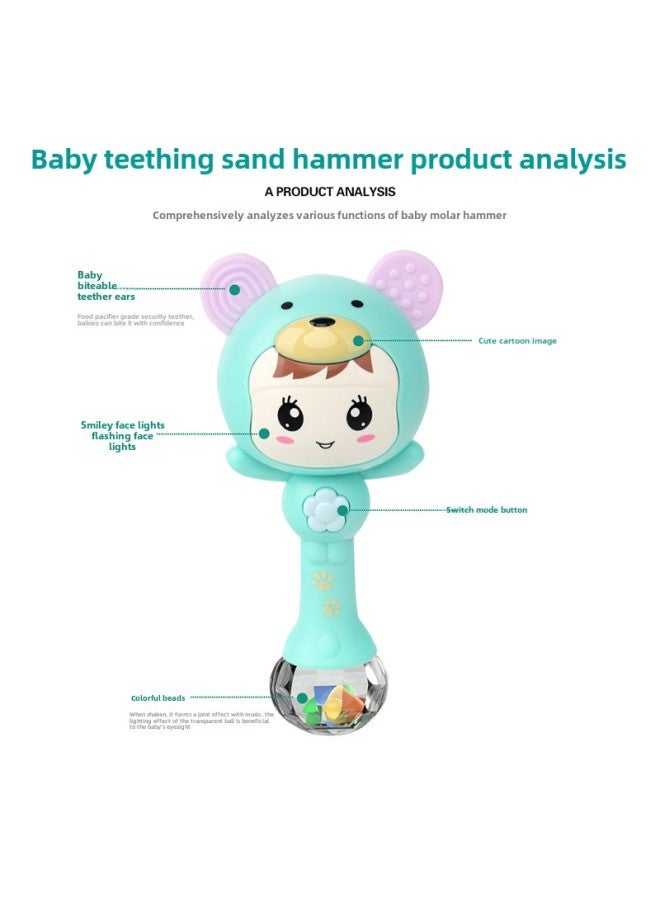 Baby Molar Sand Hammer Stick Newborn Toy Soft Gum Teeth Hand Rattle Baby Cartoon Music Soothing Sand Hammer-Color:Green - Image 5