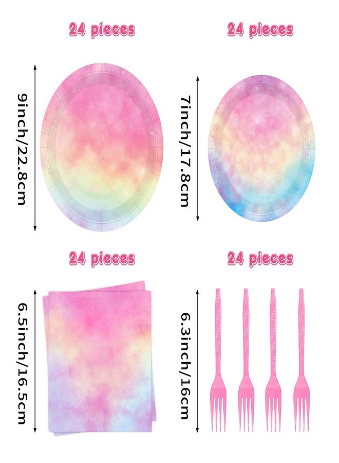 BQK 96pc Pastel Rainbow Party Plates & Napkins - Pastel Birthday Decorations - Image 4