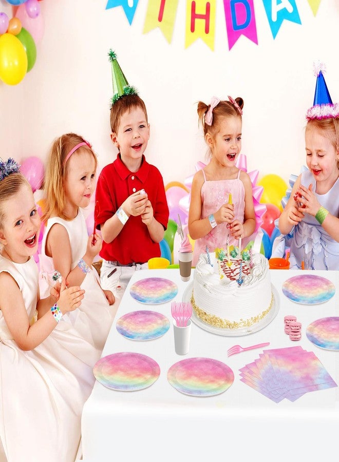 BQK 96pc Pastel Rainbow Party Plates & Napkins - Pastel Birthday Decorations - Image 5