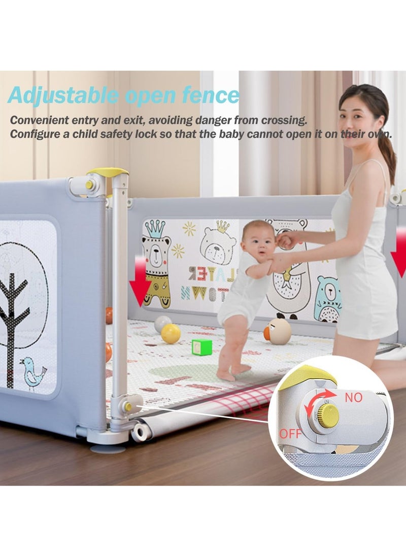 Generic Baby Playpen Playpen for baby with Integrated dustproof bottom cloth & Suction Cup Baby Safe Activity Center Adjustable fence Baby Playards Baby Bumper Foam Playpen Breathable Mesh  - Image 2