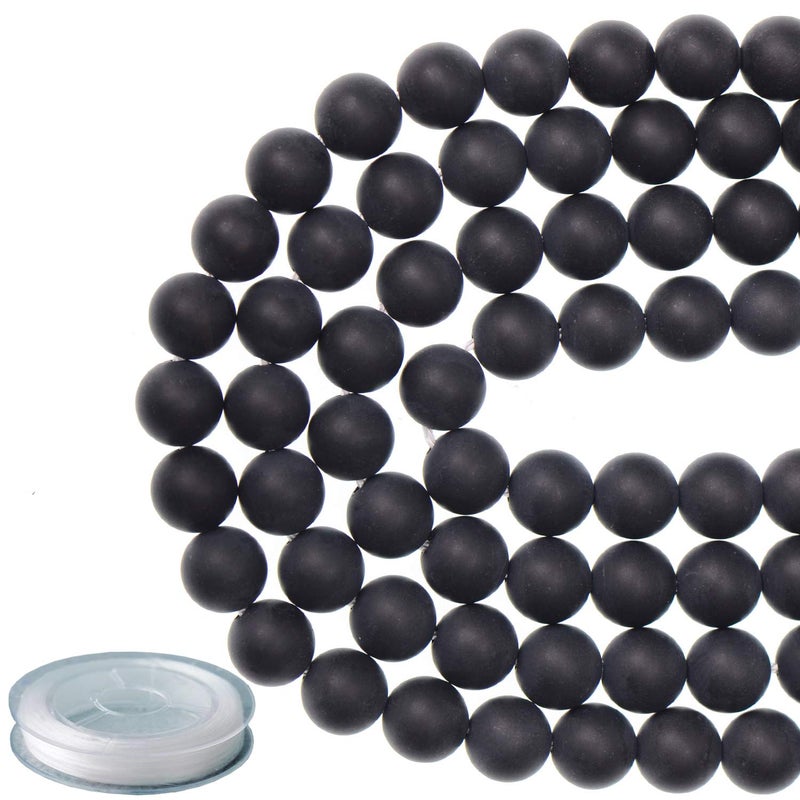 LPBeads 8mm Natural Matte Black Onyx Round Gemstone Frosted 100Pcs Bulk Loose Beads for Jewelry Making Bracelet with Stretch Beading Cord LPBeads - Image 5