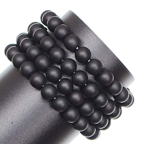 LPBeads 8mm Natural Matte Black Onyx Round Gemstone Frosted 100Pcs Bulk Loose Beads for Jewelry Making Bracelet with Stretch Beading Cord LPBeads - Image 3