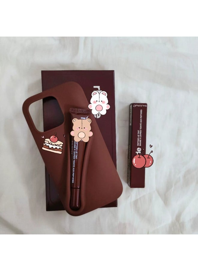 Generic - Rhodee Lipstick Lip Gloss IPhone16prax Phone Case For Apple 15pro Silicone 14 Color Box Packaging-Color:Espresso Color (with Original Packaging) + Lipstick-Applicable Models:iphone16plus - Image 1