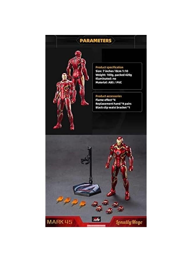 تمثال الحركة Ironman MarK45 - إصدار جديد 2023، مجموعة رسم ممتازة بطول 7 إنش، نماذج متحركة (مقياس 1/10) - Image 5