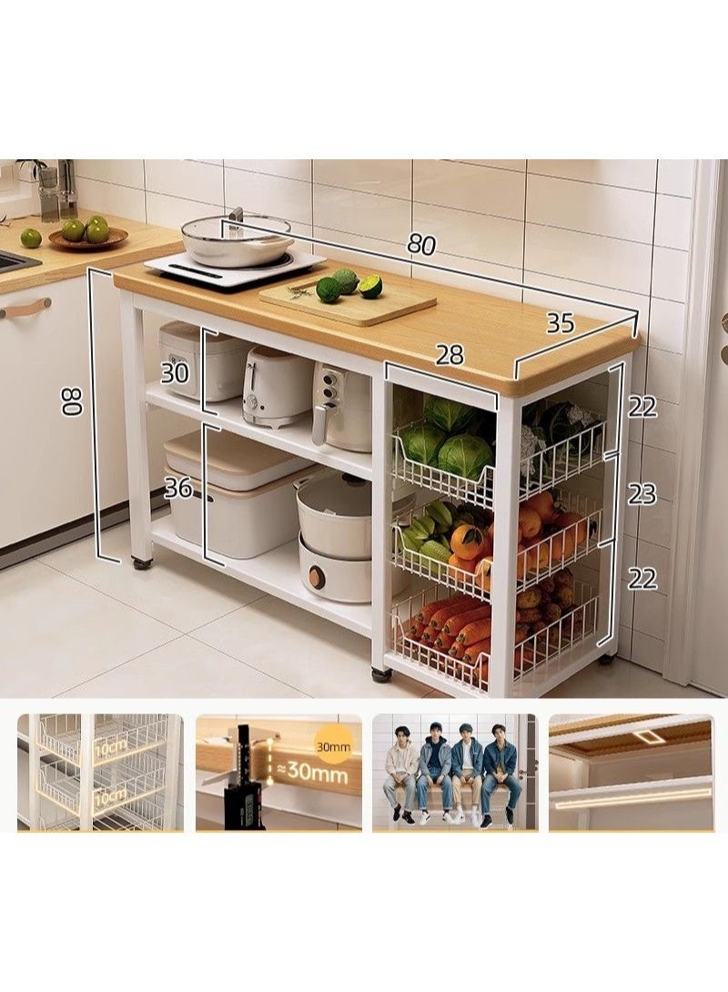CityRiya-Long Coffee Bar Cabinet, Bakers Rack for Kitchen with Storage, Storage Shelves & Cabinet Organizer, Coffee Bar Station, Microwave Stand with Hooks, Kitchen Bakers Rack (ZWG010) - Image 5