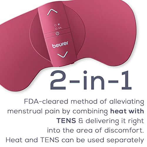 Beurer EM50 TENS Unit and Heating Pad - Portable Period Cramps Pain Relief, Rechargeable, Auto Shut-Off, 15 TENS Levels, Fast Heating, for Drug-Free Menstrual or Lower Back Pain Relief - Image 2