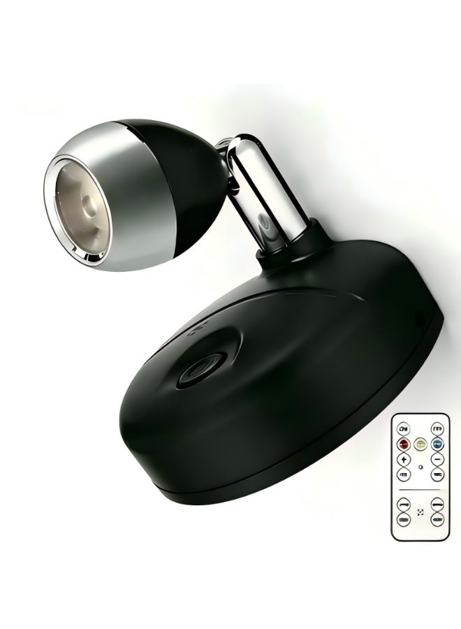 2-Pack Wireless LED Puck Lights with Remote - Dimmable Spotlights for Indoor Plants, Wall Art, Cabinet, Home Decor, Battery Powered, Easy Install, Black - Image 1