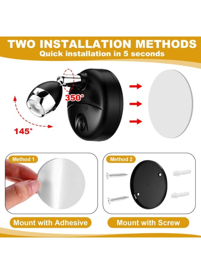 2-Pack Wireless LED Puck Lights with Remote - Dimmable Spotlights for Indoor Plants, Wall Art, Cabinet, Home Decor, Battery Powered, Easy Install, Black - Image 3