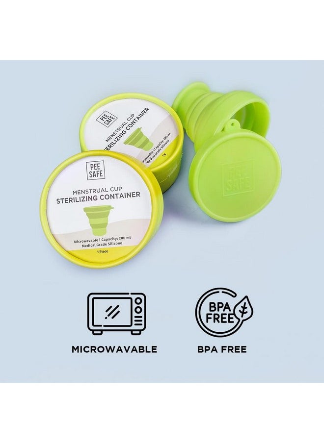 PEESAFE - Pee Safe Menstrual Cup Sterilizing Container (Pack Of 1N) | Menstrual Cup Sterilizer | Medical Grade Silicone | Microwaveable, Compact And Travel Friendly |For Women| Green Menstrual Cup Cleaner - Image 1