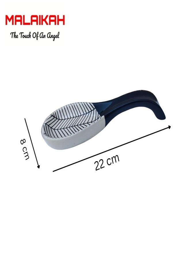 MALAIKAH Ceramic Black with Zebra Print Long Print Spoon Rest | Handmade Kitchen Spoon Holder | Pack of 2 - Image 4