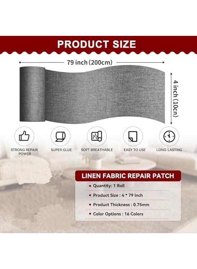 KOWVOWZ Couch Fabric Repair Patch, Linen Self Adhesive Reupholster Tape Patches, Waterproof Large Repair Tape for Furniture Sofas Office Chairs Fabric Fix Tear (10 * 200cm) - Image 2
