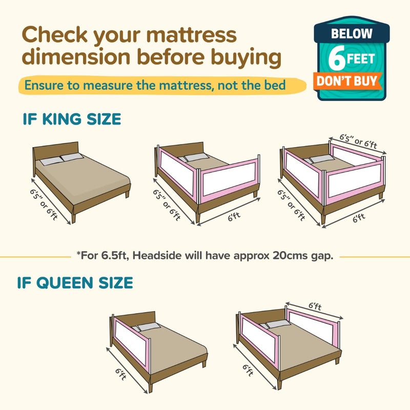 LuvLap Alloy Steel Bed Rail Guard for Baby/Kids Safety, 180Cm X 72 Cm, Portable & Foldable, Baby Safety Essential, Adjustable Height, Fits All Bed Sizes (Green - Without Print) - Image 3