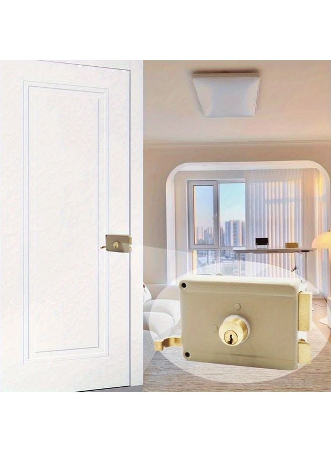 Copper Core Outdoor Door Lock With Chain All Metal Anti Theft Vintage Style - Image 5