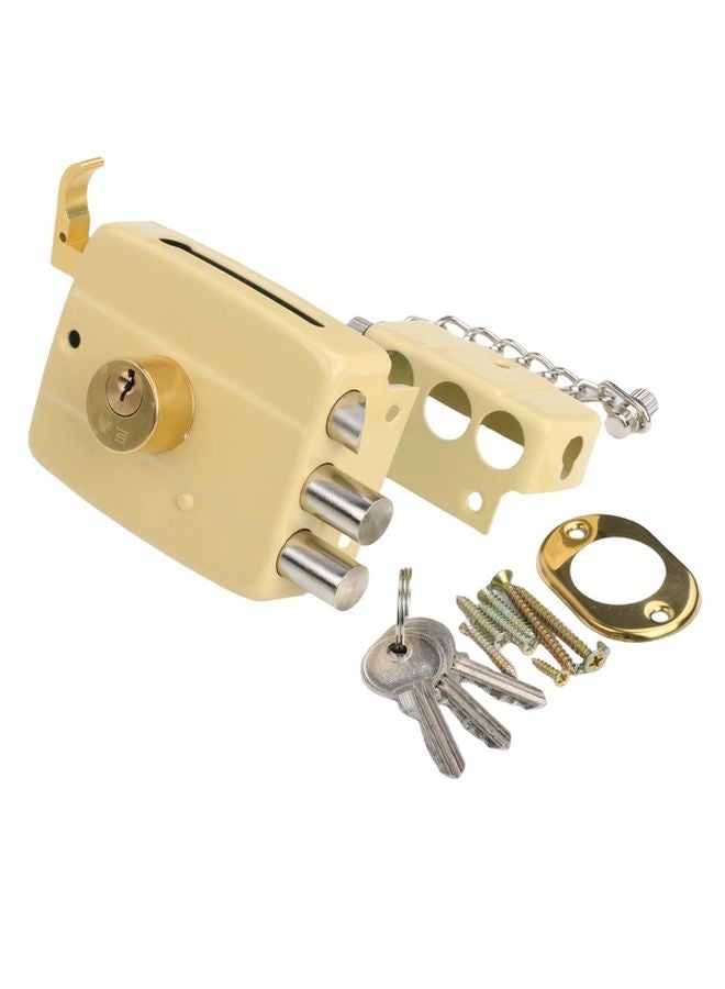 Copper Core Outdoor Door Lock With Chain All Metal Anti Theft Vintage Style - Image 3