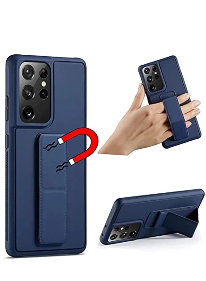 ELTRAZONE Samsung Galaxy S24 Ultra Case Cover Magnetic Car Mount Kickstand & Holder, Premium Silicone Vertical & Horizontal Hand Strap and Grip with Multi Stand - Image 1