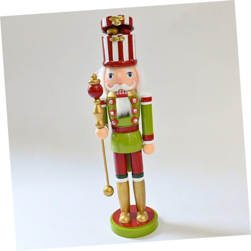 Wooden Nutcracker Puppet Christmas Decorative Nutcracker Figurine Green Ornament for Seasonal Home Décor and Festive Table Display - Image 2