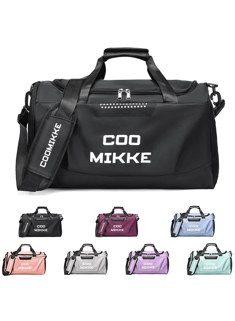 Qiccijoo Travel Duffel Bags for Women Men Sports Gym Bag with Shoes Compartment and Wet Pocket 50L Large Weekend Overnight Travel Luggage Bag Carry on Bag Yoga Tote Bags(Black) - Image 1