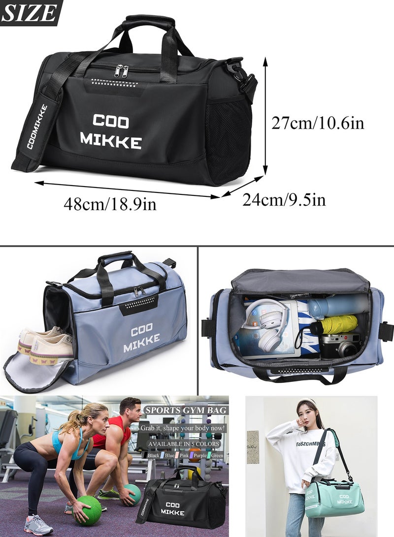 Qiccijoo Travel Duffel Bags for Women Men Sports Gym Bag with Shoes Compartment and Wet Pocket 50L Large Weekend Overnight Travel Luggage Bag Carry on Bag Yoga Tote Bags(Black) - Image 2