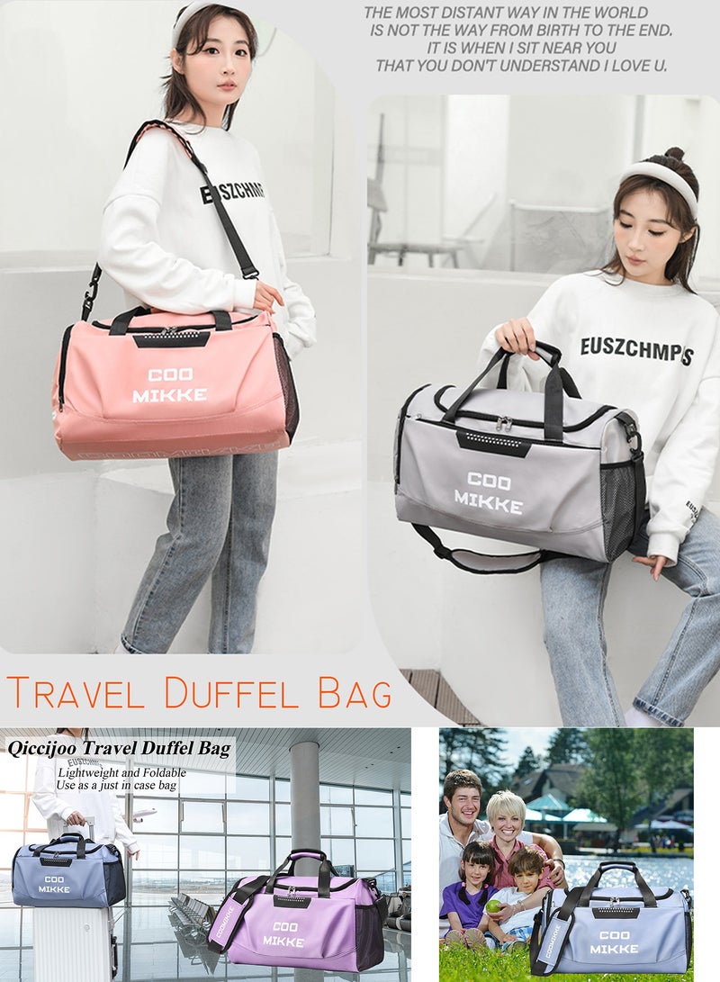 Qiccijoo Travel Duffel Bags for Women Men Sports Gym Bag with Shoes Compartment and Wet Pocket 50L Large Weekend Overnight Travel Luggage Bag Carry on Bag Yoga Tote Bags(Black) - Image 4