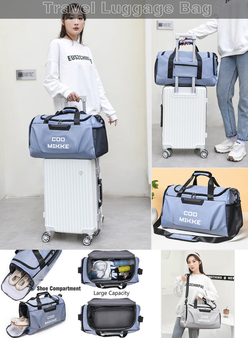 Qiccijoo Travel Duffel Bags for Women Men Sports Gym Bag with Shoes Compartment and Wet Pocket 50L Large Weekend Overnight Travel Luggage Bag Carry on Bag Yoga Tote Bags(Black) - Image 5