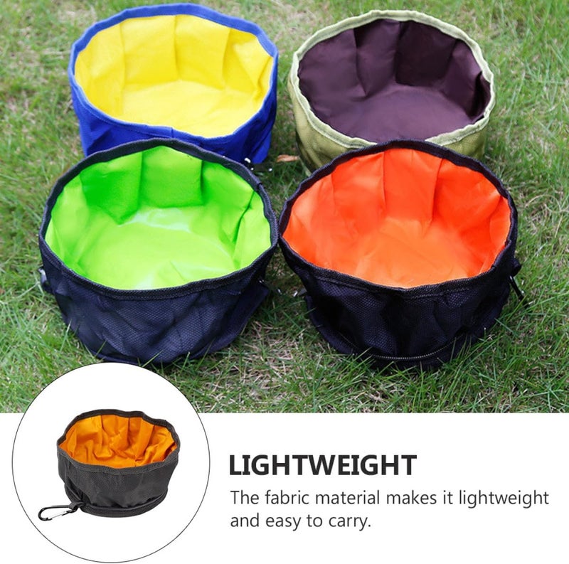 Foldable Dog Bowl Outdoor Feeding Basin Capacity Portable Pet Travel Dish with Hook for Camping Hiking Random Color Nylon Random Color - Image 2