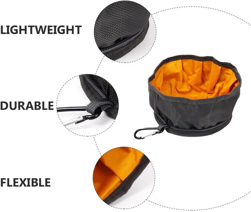Foldable Dog Bowl Outdoor Feeding Basin Capacity Portable Pet Travel Dish with Hook for Camping Hiking Random Color Nylon Random Color - Image 3