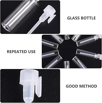 SOLUSTRE 50 قطعة زجاجة عطر صغيرة للسفر سعة 1 مل مع قطارة ورشاش زجاجة عينة فارغة للزيوت الأساسية والعلاج بالروائح - Image 5